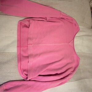 aerie Pink Cropped Long Sleeve Sweatshirt